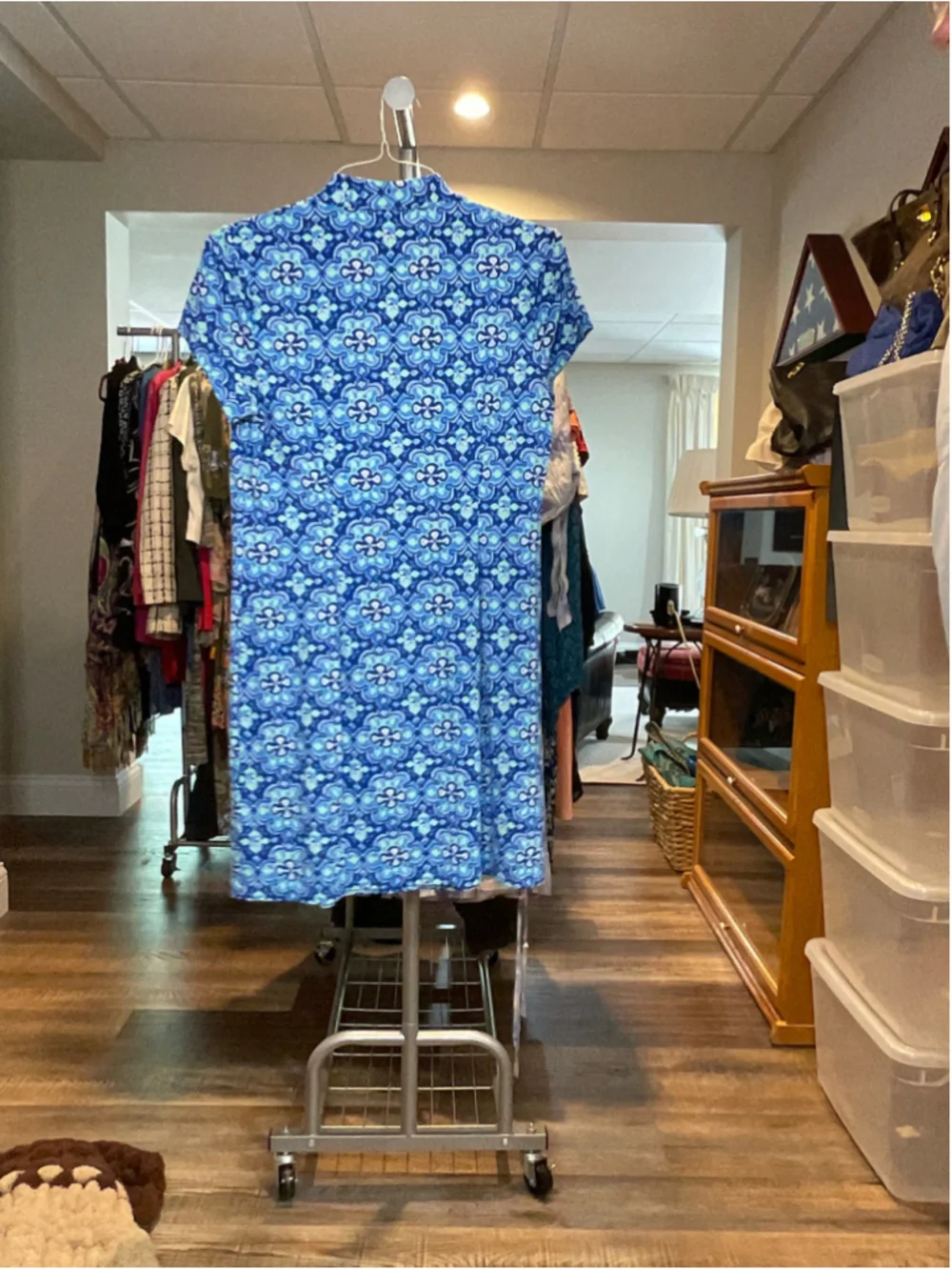 Women's J. McLaughlin Blue & Light Blue Patterned Dress L - Picture 2 of 2